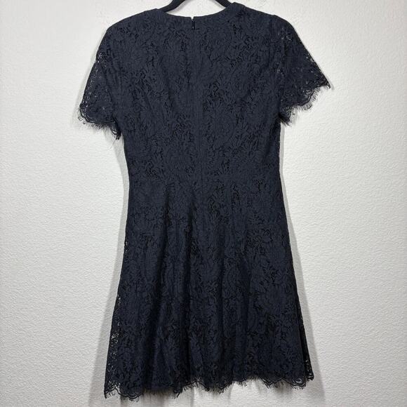 Madewell Size 2 Lace Mini Shift Dress Black Cotton Nylon Blend Hourglass Raw Hem - Picture 3 of 8